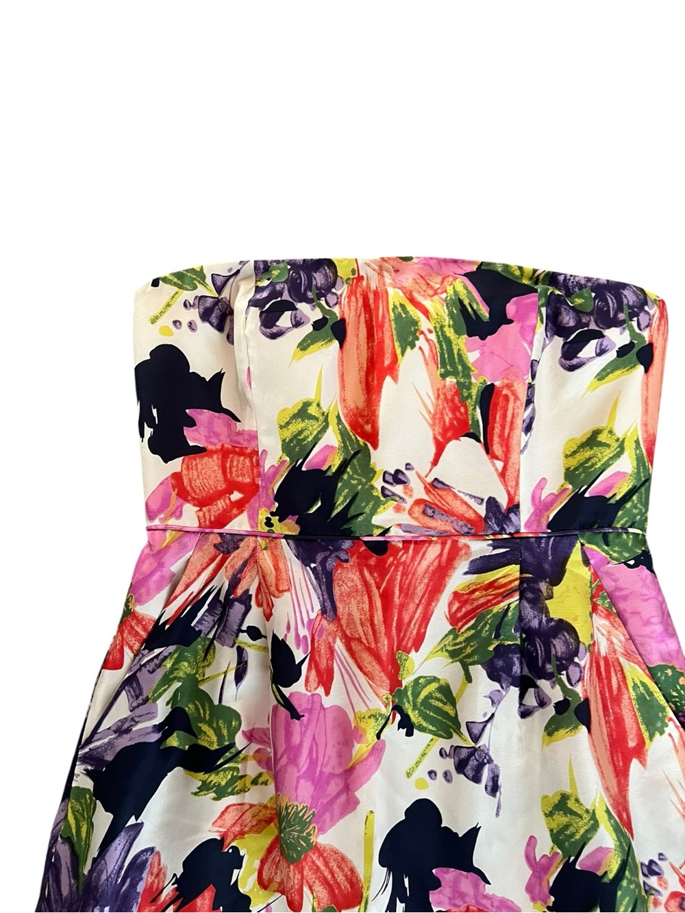 J. Crew Strapless Floral Print Cocktail Dress 100% Silk Women’s Size 4 - Picture 2 of 13